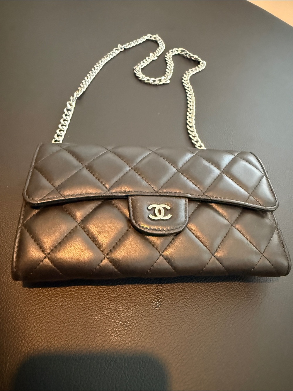 CHANEL Black Quilted Lambskin Wallet Chain included. WOC - Picture 9 of 13